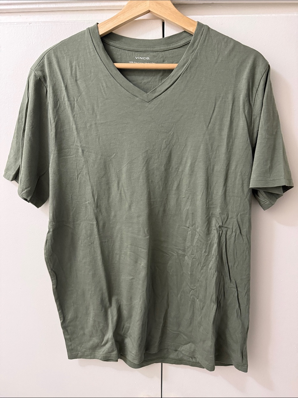Vince Olive Green V-Neck Short Sleeve Tee